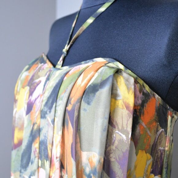 Ted Baker Green Floral Trapeze Dress Sz 4 - Picture 8 of 9